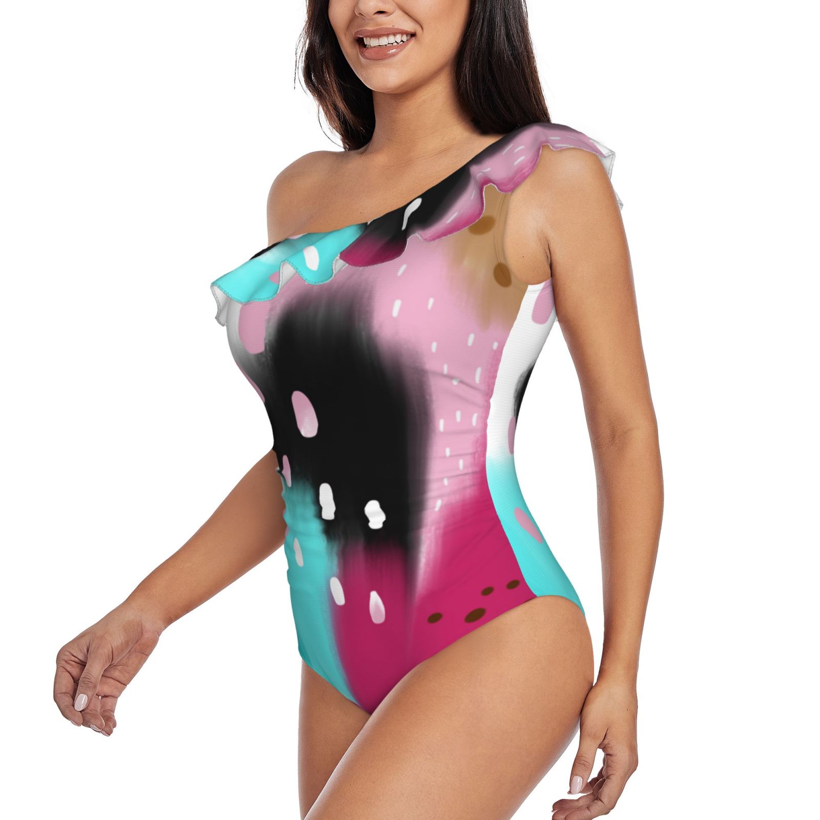 One Shoulder Ruffle Swimsuits